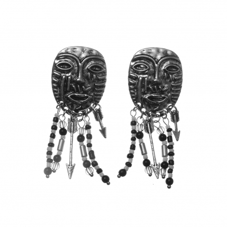 CERCEI ZAMAC - Cercei Zamac in Forma de  Masca Tribală Africană