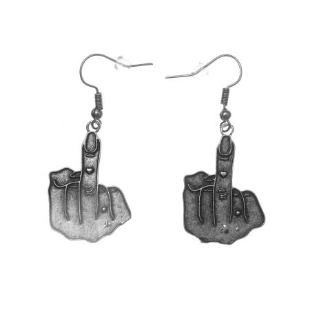 CERCEI ZAMAC - Cercei Zamac in Forma unei Maini Feminine ce arata Degetul Mijlociu