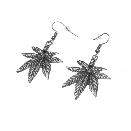 Cercei Zamac in Forma de Frunza de Canabis [1]