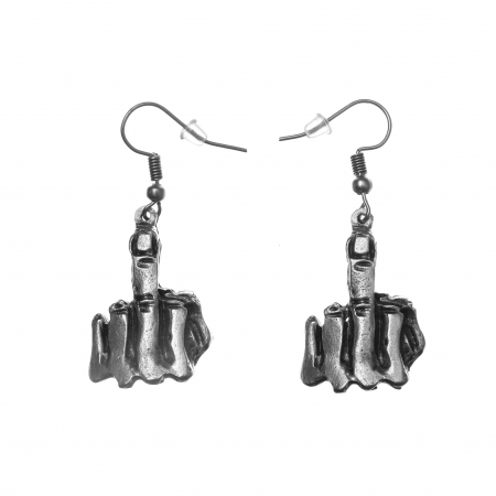 CERCEI ZAMAC - Cercei Zamac in forma unei Maini ce Arata Degetul Mijlociu