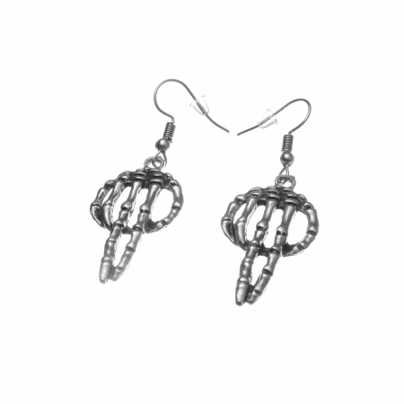 Cercei Zamac  in Forma unei Mâini de Schelet care ține două degete ridicate [1]