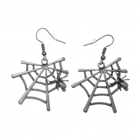 CERCEI ZAMAC - Cercei Zamac in Forma de Panza de Paianjen cu un Paianjen Mic