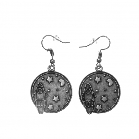 CERCEI ZAMAC - Cercei Zamac model cu Racheta in Spatiu