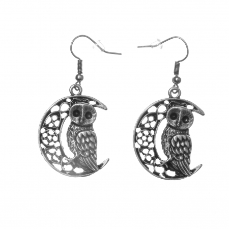 CERCEI ZAMAC - Cercei Zamac în Forma de Bufniță cu Lună