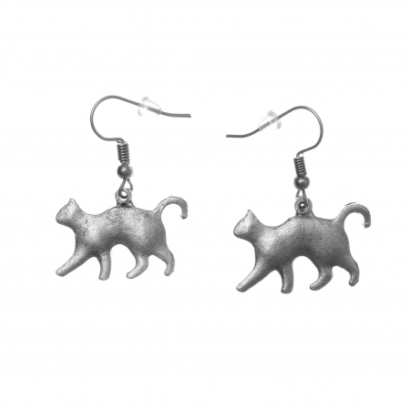 CERCEI ZAMAC - Cercei Zamac in Forma unei Pisici ce se  Plimba