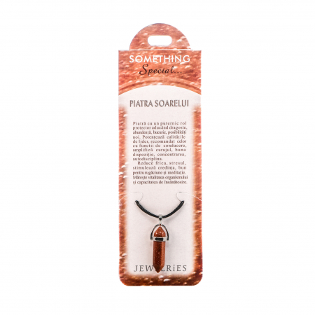 Feng Shui - Colier cu piatra semipretioasa Piatra Soarelui hexagonala