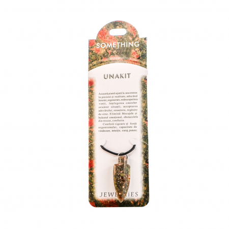 Feng Shui - Colier cu piatra semipretioasa Unakit in forma de scut