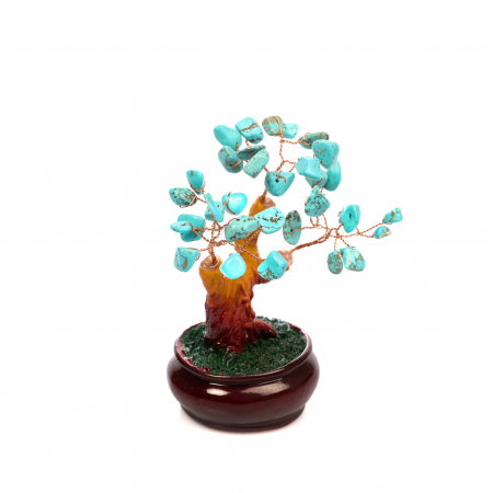 Copac Bonsai Feng Shui mediu cu pietre semipretioase - turcoaz Peruzea [2]