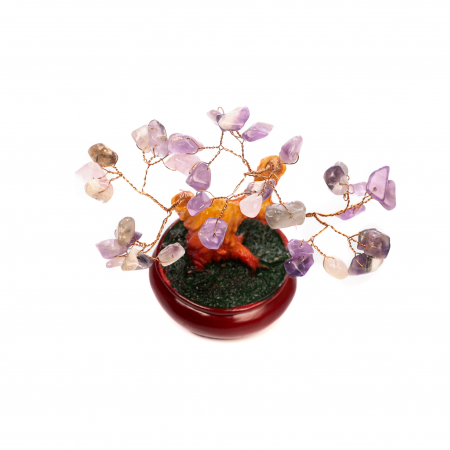 Copac Bonsai Feng Shui mediu cu pietre semipretioase - Ametist [4]