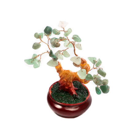 Copac Bonsai Feng Shui mediu cu pietre semipretioase - Aventurin Verde [4]