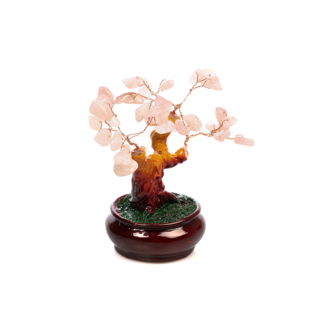 Copac Bonsai Feng Shui mediu cu pietre semipretioase - Cuart roz [5]