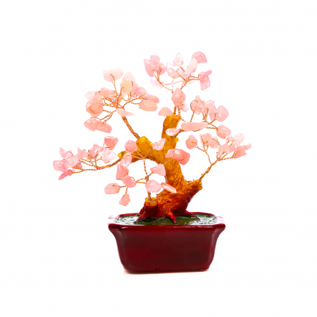 Feng Shui - Copac Bonsai Feng Shui mare cu pietre semipretioase - Cuart roz