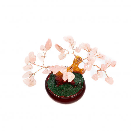 Copac Bonsai Feng Shui mediu cu pietre semipretioase - Cuart roz [4]