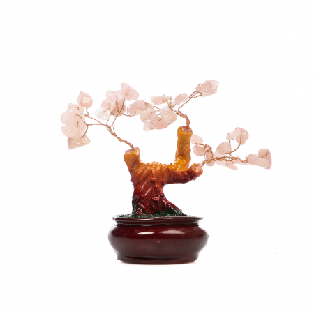 Feng Shui - Copac Bonsai Feng Shui mediu cu pietre semipretioase - Cuart roz