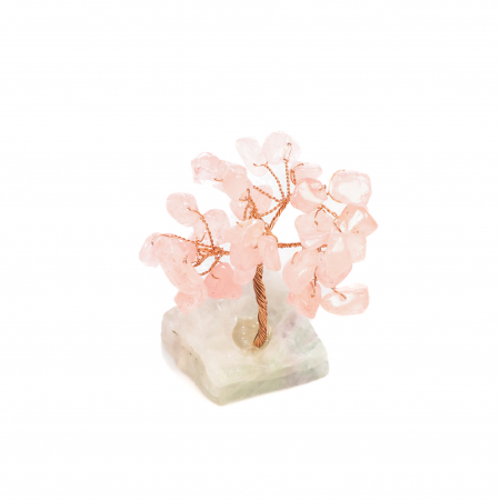 Copac Feng Shui cu baza de Fluorit si pietre semipretioase - Cuart Roz [4]