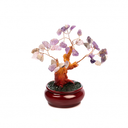 Copac Bonsai Feng Shui mediu cu pietre semipretioase - Ametist [5]