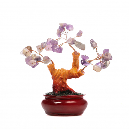 Cadouri de Paste - Copac Bonsai Feng Shui mediu cu pietre semipretioase - Ametist