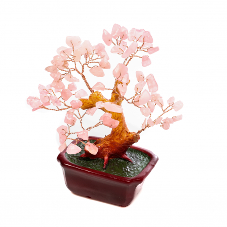 Copac Bonsai Feng Shui mare cu pietre semipretioase - Cuart roz [3]