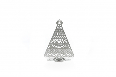 Decoratiuni Craciun - Decoratiune din lemn argintie brad