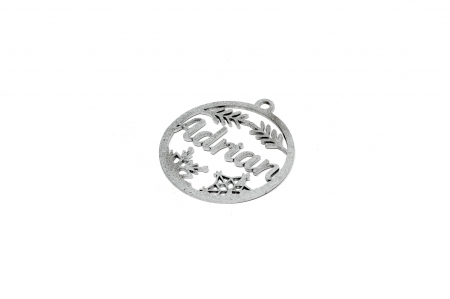 Decoratiune argintie din lemn cu nume - Adrian [1]