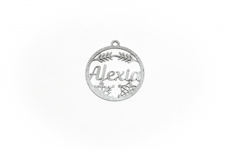 Decoratiuni cu nume - Decoratiune argintie din lemn cu nume - Alexia