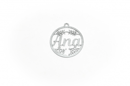 Decoratiuni cu nume - Decoratiune argintie din lemn cu nume - Ana