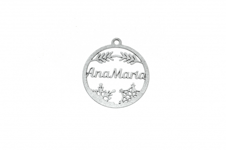 Decoratiuni cu nume - Decoratiune argintie din lemn cu nume - AnaMaria