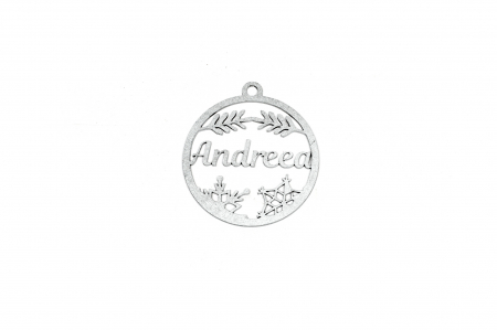 Decoratiuni cu nume - Decoratiune argintie din lemn cu nume - Andreea
