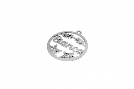 Decoratiune argintie din lemn cu nume - Bianca [1]