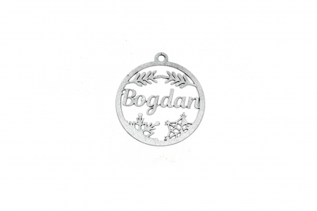 Decoratiuni cu nume - Decoratiune argintie din lemn cu nume - Bogdan