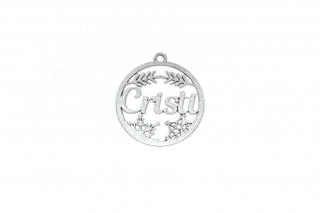 Decoratiuni cu nume - Decoratiune argintie din lemn cu nume - Cristi