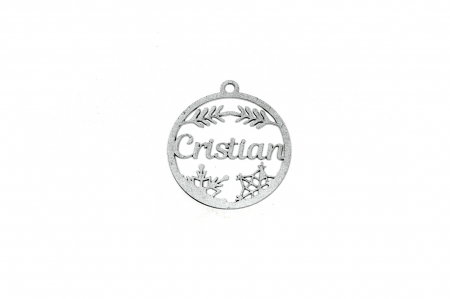 Decoratiuni cu nume - Decoratiune argintie din lemn cu nume - Cristian