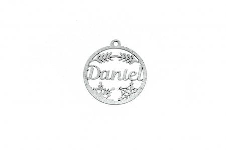 Decoratiuni cu nume - Decoratiune argintie din lemn cu nume - Daniel
