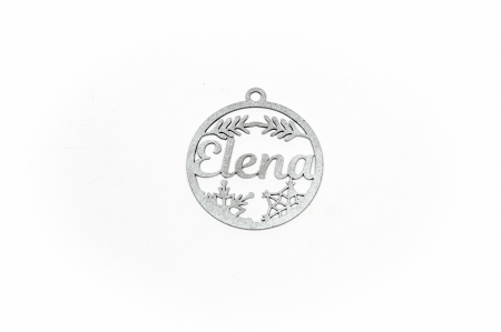 Decoratiuni cu nume - Decoratiune argintie din lemn cu nume - Elena