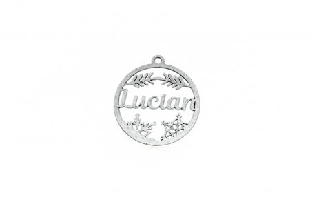 Decoratiuni cu nume - Decoratiune argintie din lemn cu nume - Lucian