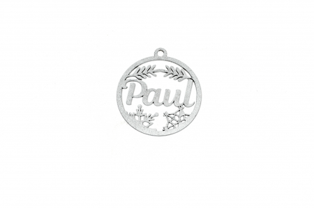 Decoratiuni cu nume - Decoratiune argintie din lemn cu nume - Paul
