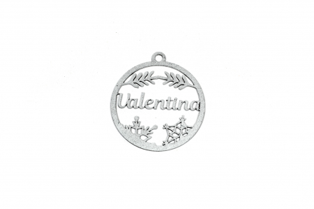 Decoratiuni cu nume - Decoratiune argintie din lemn cu nume - Valentina