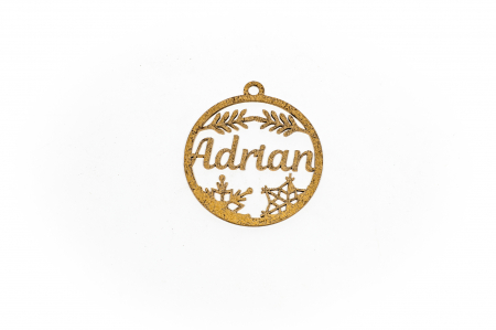 Decoratiuni Craciun - Decoratiune aurie din lemn cu nume - Adrian
