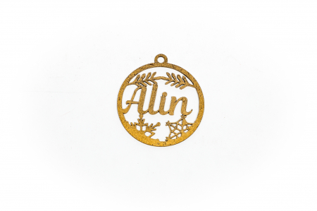 Decoratiuni Craciun - Decoratiune aurie din lemn cu nume - Alin