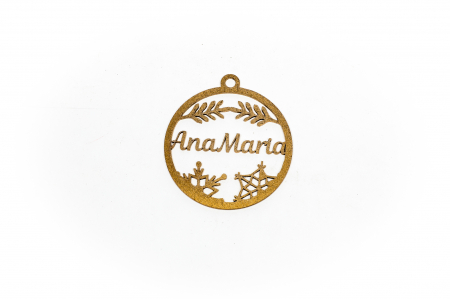 Decoratiuni Craciun - Decoratiune aurie din lemn cu nume - AnaMaria