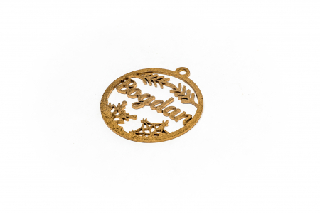 Decoratiune aurie din lemn cu nume - Bogdan [1]