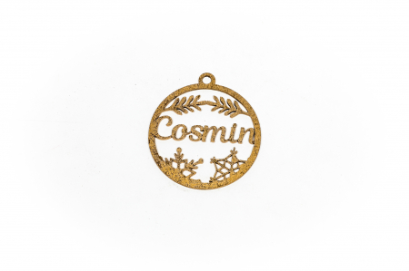 Decoratiuni Craciun - Decoratiune aurie din lemn cu nume - Cosmin