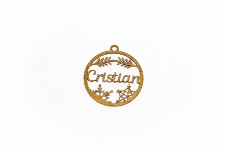 Decoratiuni cu nume - Decoratiune aurie din lemn cu nume - Cristian