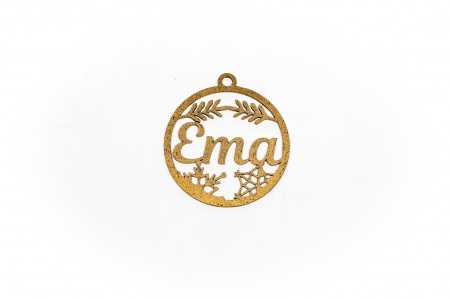 Decoratiuni Craciun - Decoratiune aurie din lemn cu nume - Ema