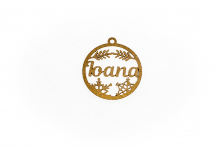 Decoratiuni Craciun - Decoratiune aurie din lemn cu nume - Ioana