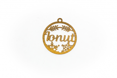 Decoratiuni Craciun - Decoratiune aurie din lemn cu nume - Ionut