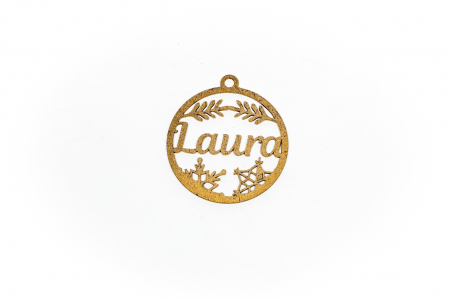 Decoratiuni Craciun - Decoratiune aurie din lemn cu nume - Laura