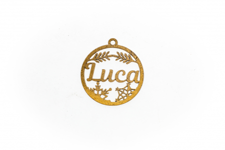 Decoratiuni Craciun - Decoratiune aurie din lemn cu nume - Luca