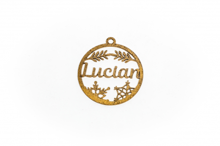 Decoratiuni cu nume - Decoratiune aurie din lemn cu nume - Lucian