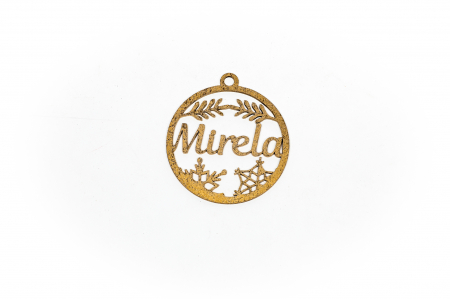 Decoratiuni Craciun - Decoratiune aurie din lemn cu nume - Mirela